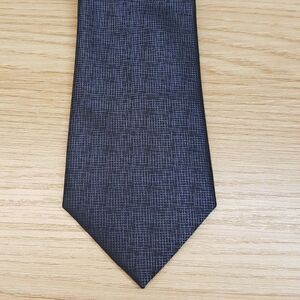 ALFANI Mens Neck Tie Black Charcoal Crosshatch Grid Slim Modern Classic